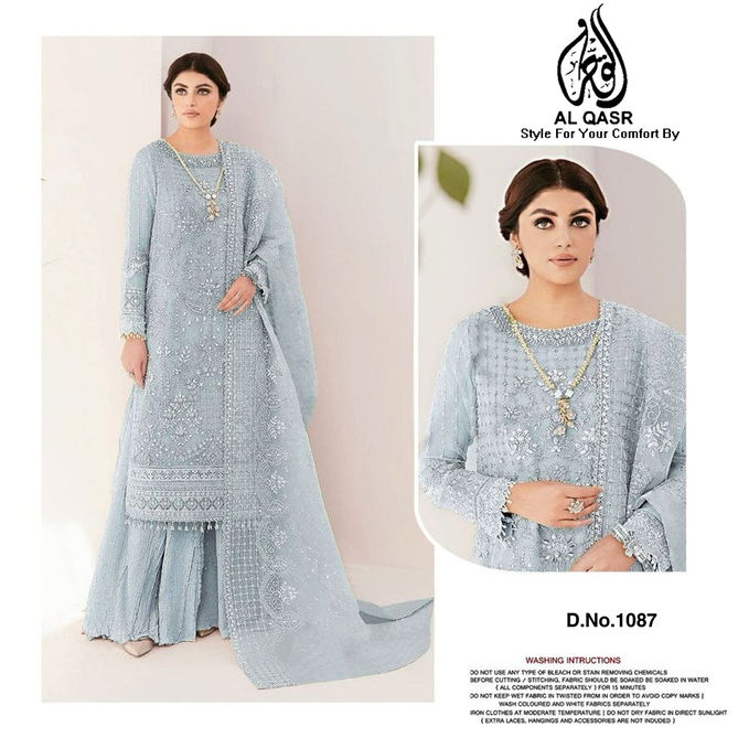 1087 AL-Qasr Georgette Embroidery Pakistani Kurti With Bottom Dupatta Wholesale In India